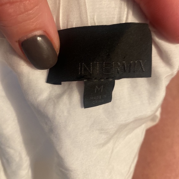 Intermix Aaron embroidered off shoulder top white lace bell sleeve Medium #U31 - Picture 4 of 9